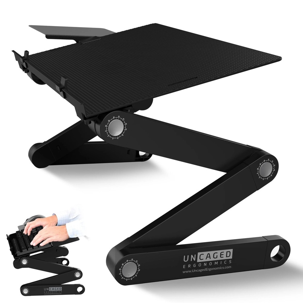 Sleek Black Laptop Stand WorkEZ Keyboard Tray Raise Keyboards To Standing Height